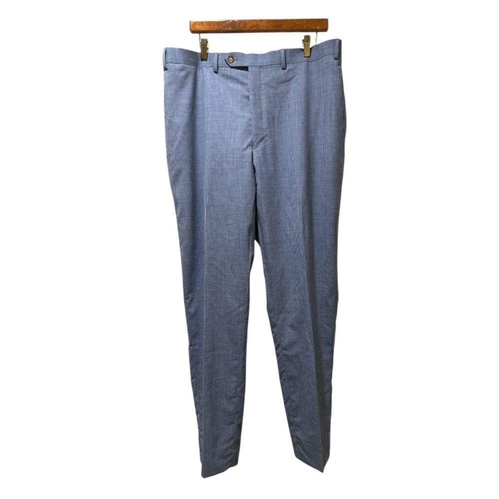 Vintage Lauren Ralph Lauren Grid Pants Mens 40X32 Wool Stretch Dress Flat Front